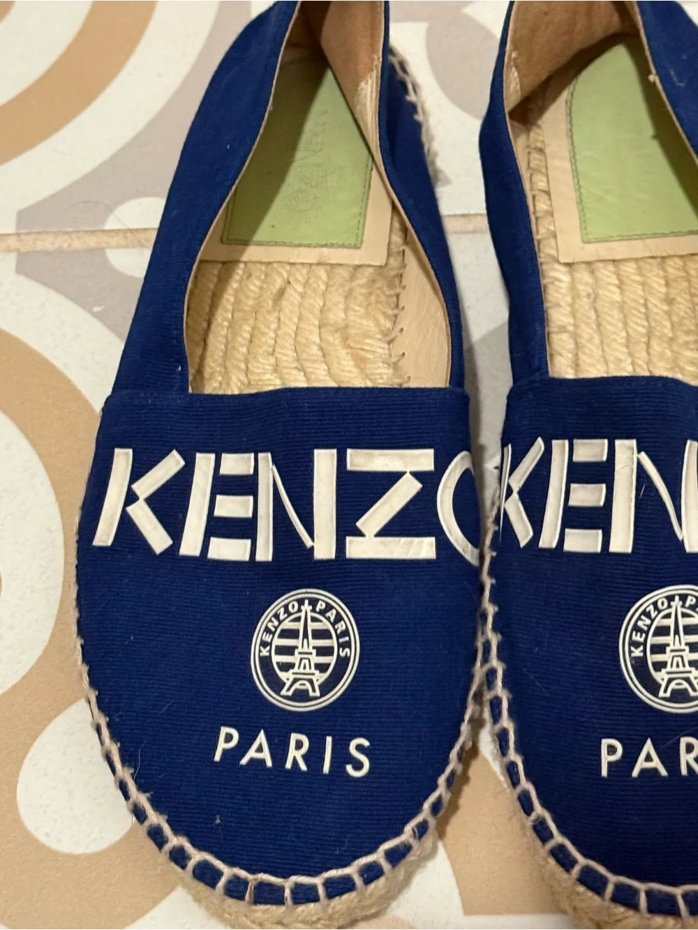 Kenzo Navy Blue Paris Logo Espadrilles